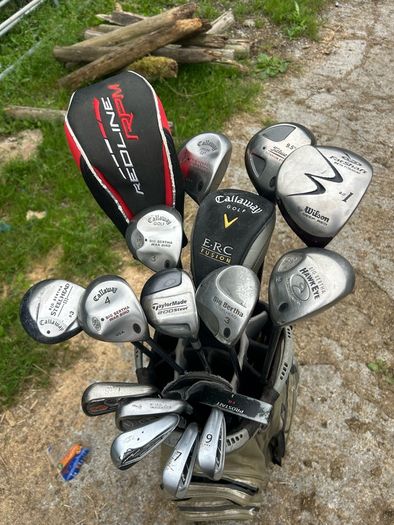 Drivers, woods, irons, putter and bag for sale read description