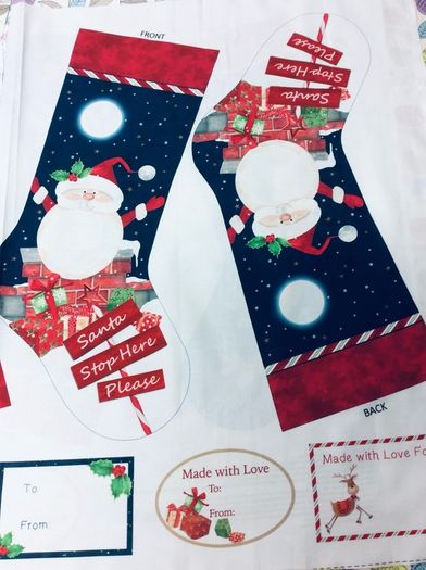 Christmas Stocking Fabric Panel