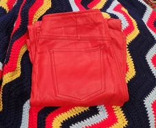 Free People Red Vegan Leather Flares