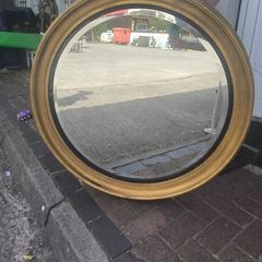 Regency style convex mirror gold circular vintage