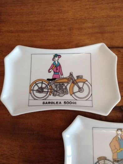 Vintage Ceramic Motorcycle Trinket Dishes. Set of 5
