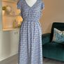 Ladies Blue & White Floral Dress with Flutter Sleeves from Encuentro Image 3