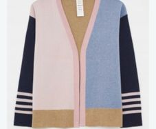 White Stuff Reversible Cardigan | Colorblock & Stripe | Cotton Cashmere Blend | Size UK 10