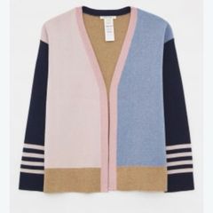 White Stuff Reversible Cardigan | Colorblock & Stripe | Cotton Cashmere Blend | Size UK 10