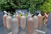 Antique, Soda Syphon, Glass Bottle, Steel mesh, Pub Memorabilia