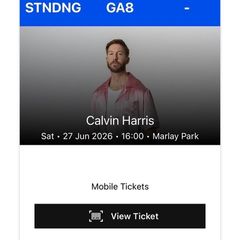 Calvin Harris Standing ticket Sat 27