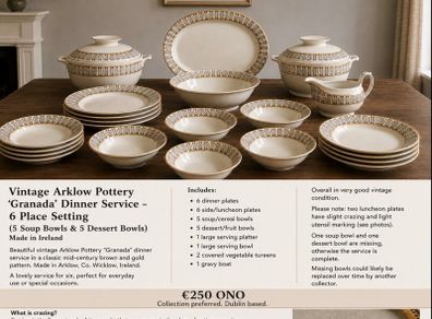 Vintage Arklow Pottery Granada Dinner Service