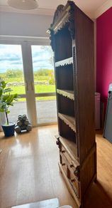 Vintage Pine Rustic Corner Display Unit / Bookcase