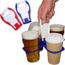Fold Away Cup Carrier [RED & BLUE] Coffee, Soft Drink, Pint, Beer, Beverage Holder - Sturdy Reusable Pocket Size - Festival Essential - Easy and safe for hot drinks - 3 or 4 cup position Image 2