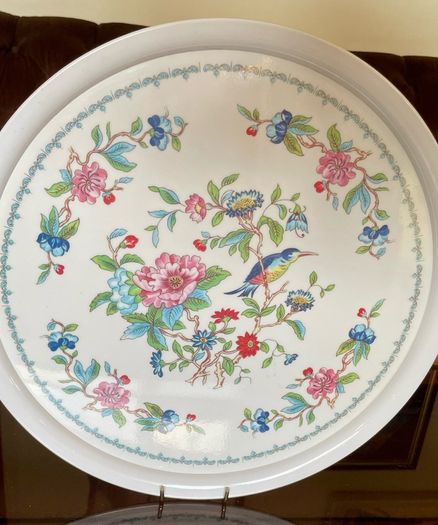 Vintage Aynsley Pembroke Melamine Serving Tray Birds & Floral Pattern English Cottage Decor