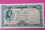 Irish 1970  Lady Lavery One pound banknote in uncirculated condition