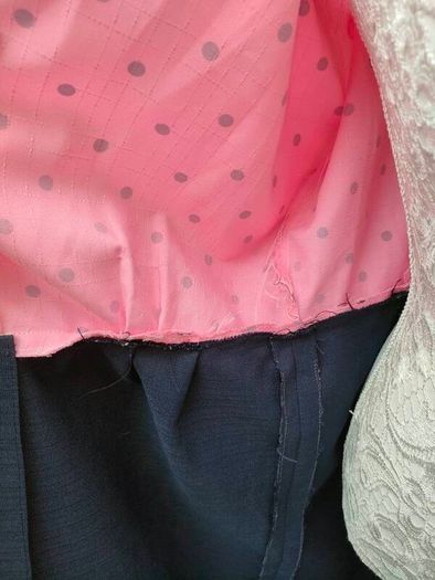 Vintage 1980s 50s style Pink Navy polkadot peplum dress Size M Postage included