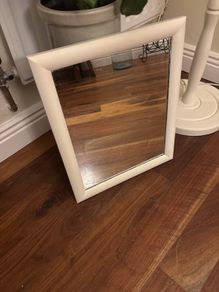 Rectangular Mirror Freshly painted in Farrow and Ball New White Eggshell.- 42 cm by 34 cm