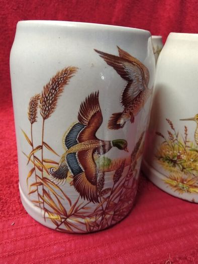 4 Vintage West German Stoneware Beer Steins