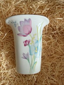 Japanese Porcelain Slender Shaped Vase With Floral Gold Edge