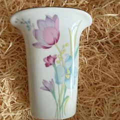Japanese Porcelain Slender Shaped Vase With Floral Gold Edge