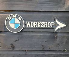 bmw workshop  cast iron sign