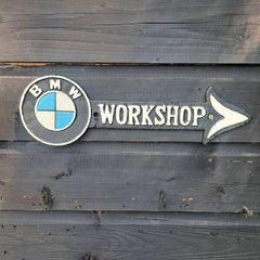 bmw workshop  cast iron sign