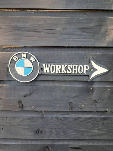 bmw workshop  cast iron sign