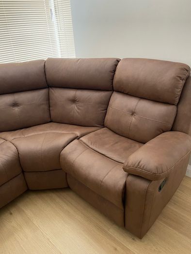 Brand New Brown Fabric Corner Recliner Sofa