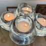 Vintage Heavy Glass Quadruple Tea Light Candle Holder Retro Home Decor Collectable Glass Image 6