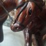 Vintage 1950s/60s Carved Wood wrapped in leather horses Image 6