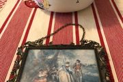 Vintage Made In Italy Rococo Gold Frame Hanging Chain Picture