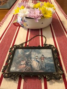 Vintage Made In Italy Rococo Gold Frame Hanging Chain Picture