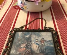Vintage Made In Italy Rococo Gold Frame Hanging Chain Picture