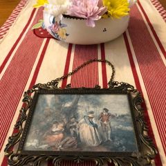 Vintage Made In Italy Rococo Gold Frame Hanging Chain Picture