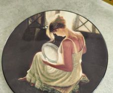 Cereplat Plate,Hand Made In Spain,Young Woman Admiring Pottery 18.5 cm. Diameter,Ready To Hang