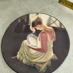 Cereplat Plate,Hand Made In Spain,Young Woman Admiring Pottery 18.5 cm. Diameter,Ready To Hang