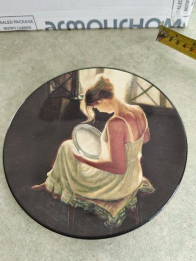 Cereplat Plate,Hand Made In Spain,Young Woman Admiring Pottery 18.5 cm. Diameter,Ready To Hang