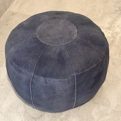 Two leather pouffes