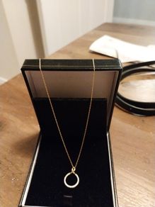9ct Gold Twisted Circle Pendant Necklace with Cubic Zirconia Stones