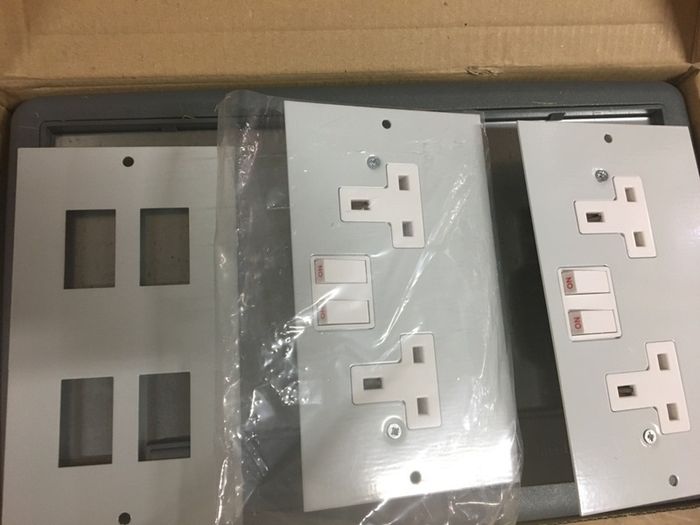 3 Compartment Electrical Floor Boxes Complete with 2 sockets and data Plate