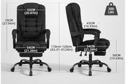 Office Chair with Footrest, Pocket Spring Fabric Desk Chair, High Back Thick Padding Computer Chair with Linkage Armrests, 90-150 Reclining Ergonomic Task Chair, Black