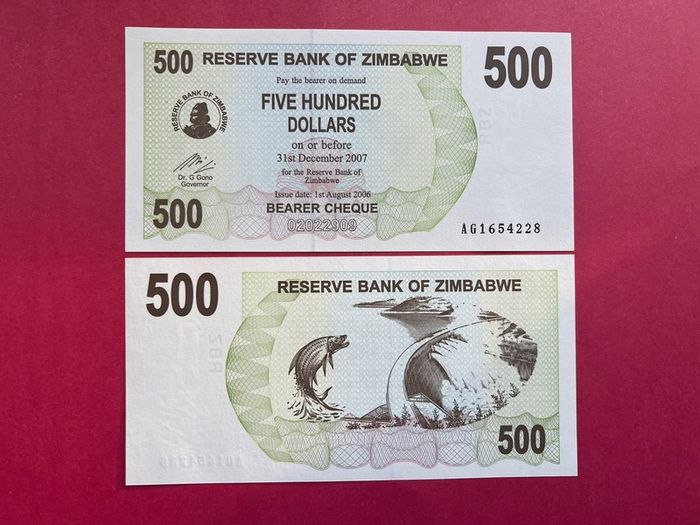 Zimbabwe  500. Dollars   2006. Verified Under Uv Light. ( Uncirculated )