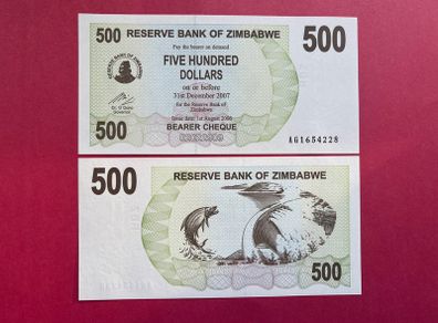 Zimbabwe  500. Dollars   2006. Verified Under Uv Light. ( Uncirculated )