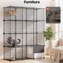 4Tier Cat Cage Playpen 104 x 36 x 140cm Indoor Metal Wire Enclosure with Litter Tray, DIY Cat Kennel for 1-2 Cats, Kittens & Small Pets, Black Image 3