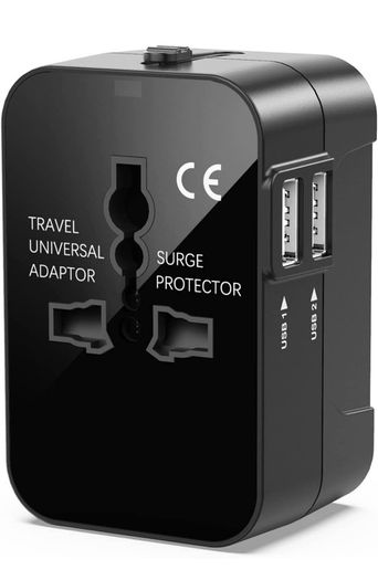 Travel Plug Adapter Worldwide Travel Adaptor with 2 USB Port and AC Socket.