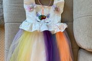 Unicorn dress and hair band 7yrs