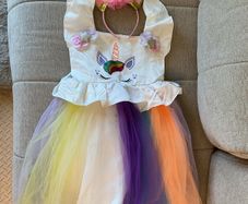 Unicorn dress and hair band 7yrs