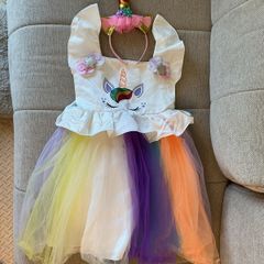 Unicorn dress and hair band 7yrs