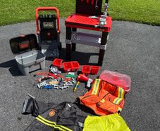 Construction bench, tool trolley & box, fireman bundle