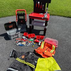 Construction bench, tool trolley & box, fireman bundle