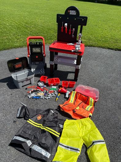 Construction bench, tool trolley & box, fireman bundle