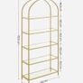 5 Tier Bookcase Tempered Glass Shelf Storage Rack Arched Metal Texture for Living Room Bedroom Study Shelf 5 Tier Bookcase Tempered Glass Shelf Image 3