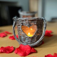 Woven Wicker Heart Lantern (Set of 2)