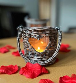 Woven Wicker Heart Lantern (Set of 2)